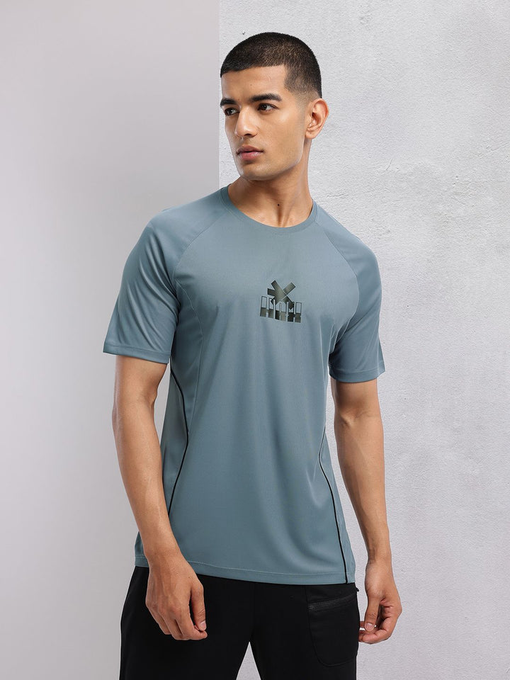 HRX by Hrithik Roshan Brand Logo Printed Raglan Sleeves Rapid-Dry Training T-shirt