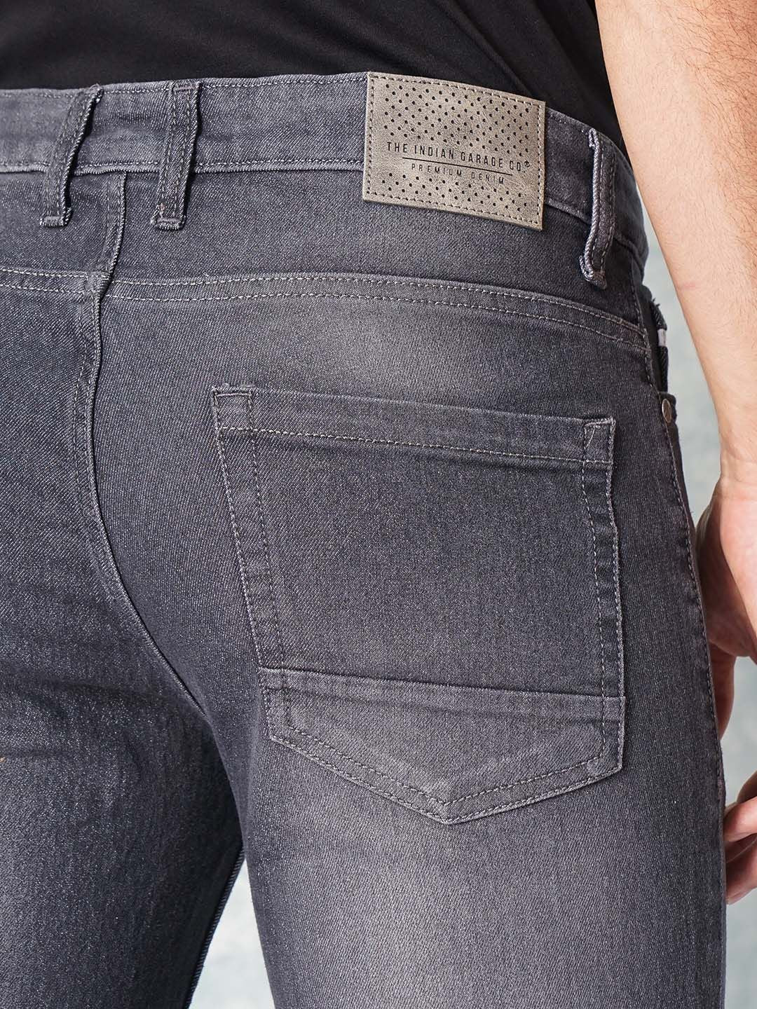 The Indian Garage Co Men Grey Slim Fit Low-Rise Low Distress Stretchable Jeans