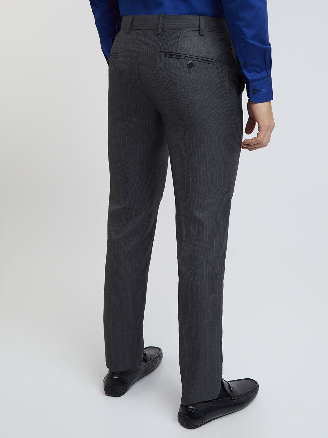 Raymond Men Charcoal Slim Fit Solid Formal Trousers