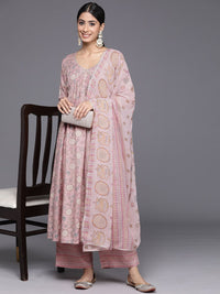 Libas Women Floral Printed Pleated Gotta Patti Kurta with Trousers & With Dupatta