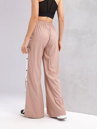 HRX by Hrithik Roshan Women Side Snap-Buttoned Stripe Flared Lifestyle Track Pants