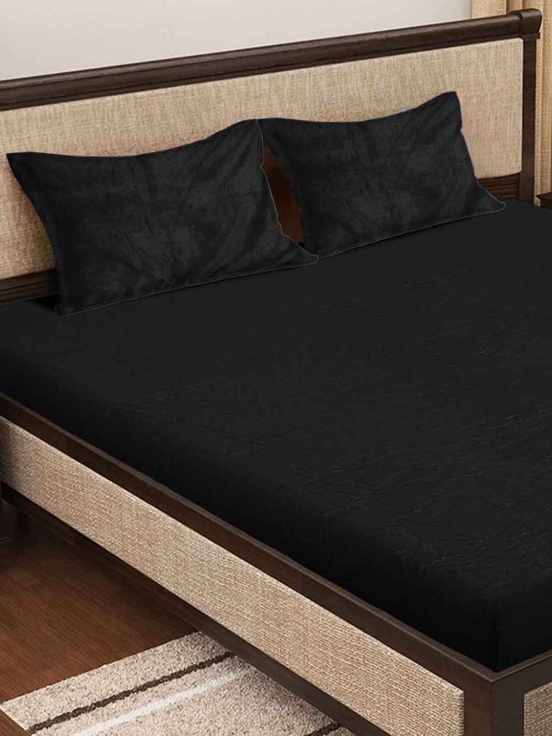 Myntra Elegant Homes Solid Fitted 300 TC King Woolen Bedsheet & 2 Pillow Covers-250X225cm