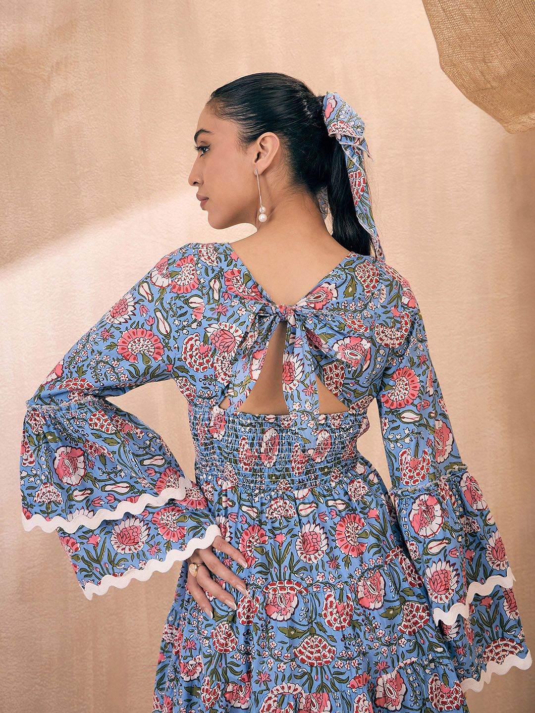 Pink Paprika by SASSAFRAS Round Neck Floral Print Fit and Flare Dress