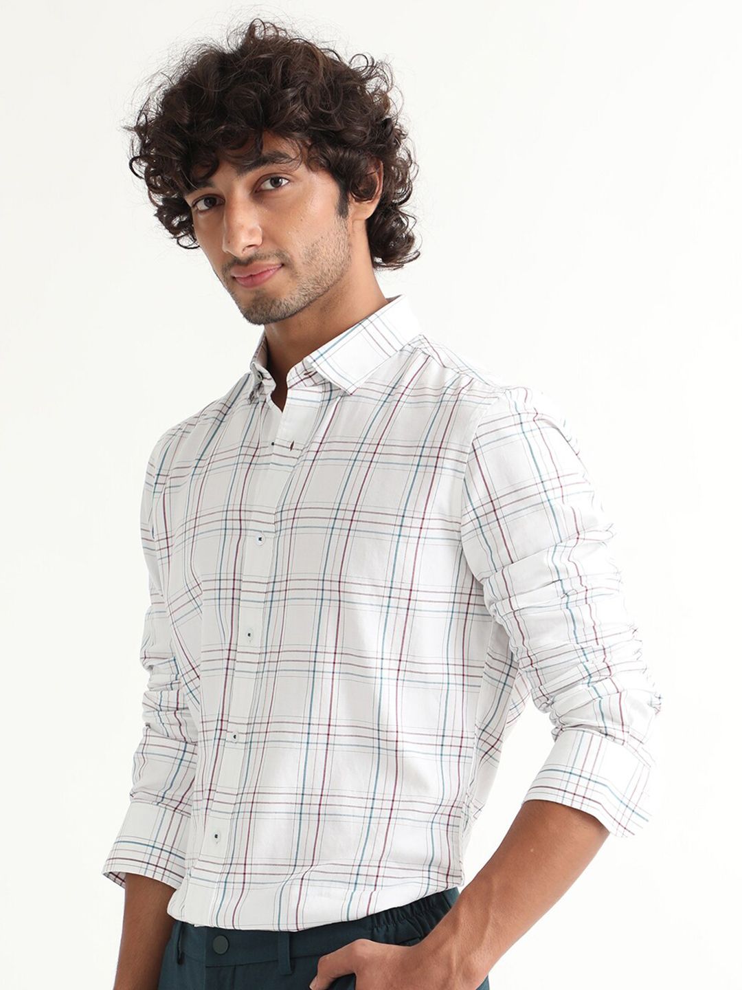 RARE RABBIT Men Lome Regular Fit Tartan Checked Cotton Shirt