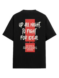 ADRO Lelaki Typography Printed Drop-Shoulder Sleeves Cotton Oversized T-Shirt