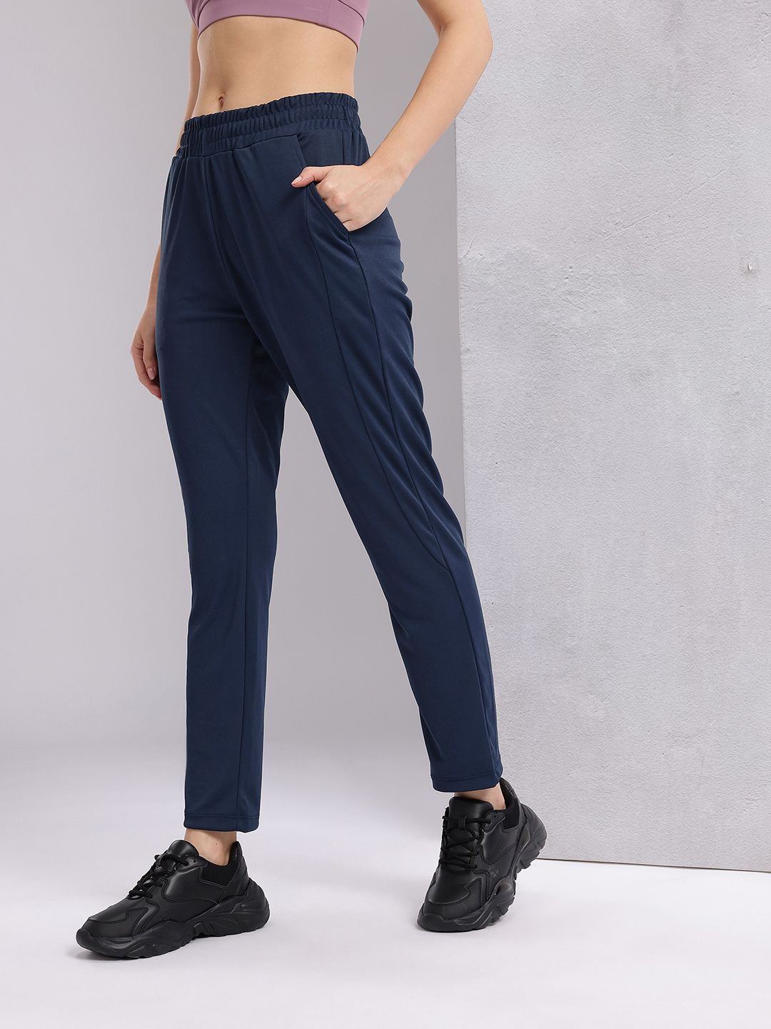 HRX by Hrithik Roshan Women Typography Detail Mid-Rise Regular Fit Running Track Pants