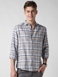 VASTRADO Men Classic Slim Fit Opaque Checked Casual Shirt