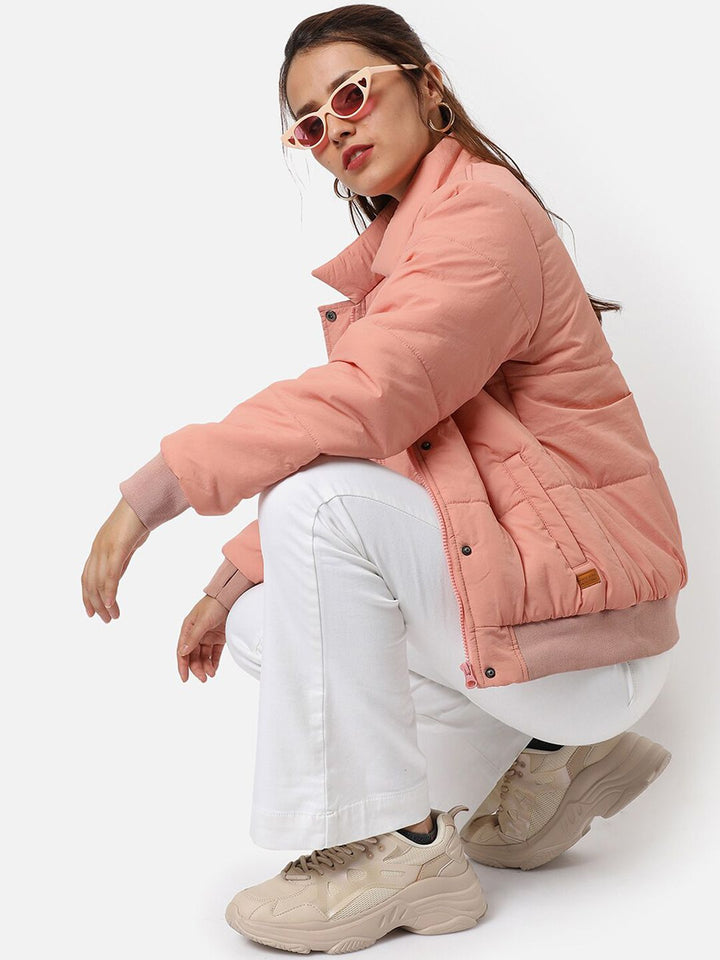 Kampus Sutra Wanita Pink Windcheater Padded Jacket