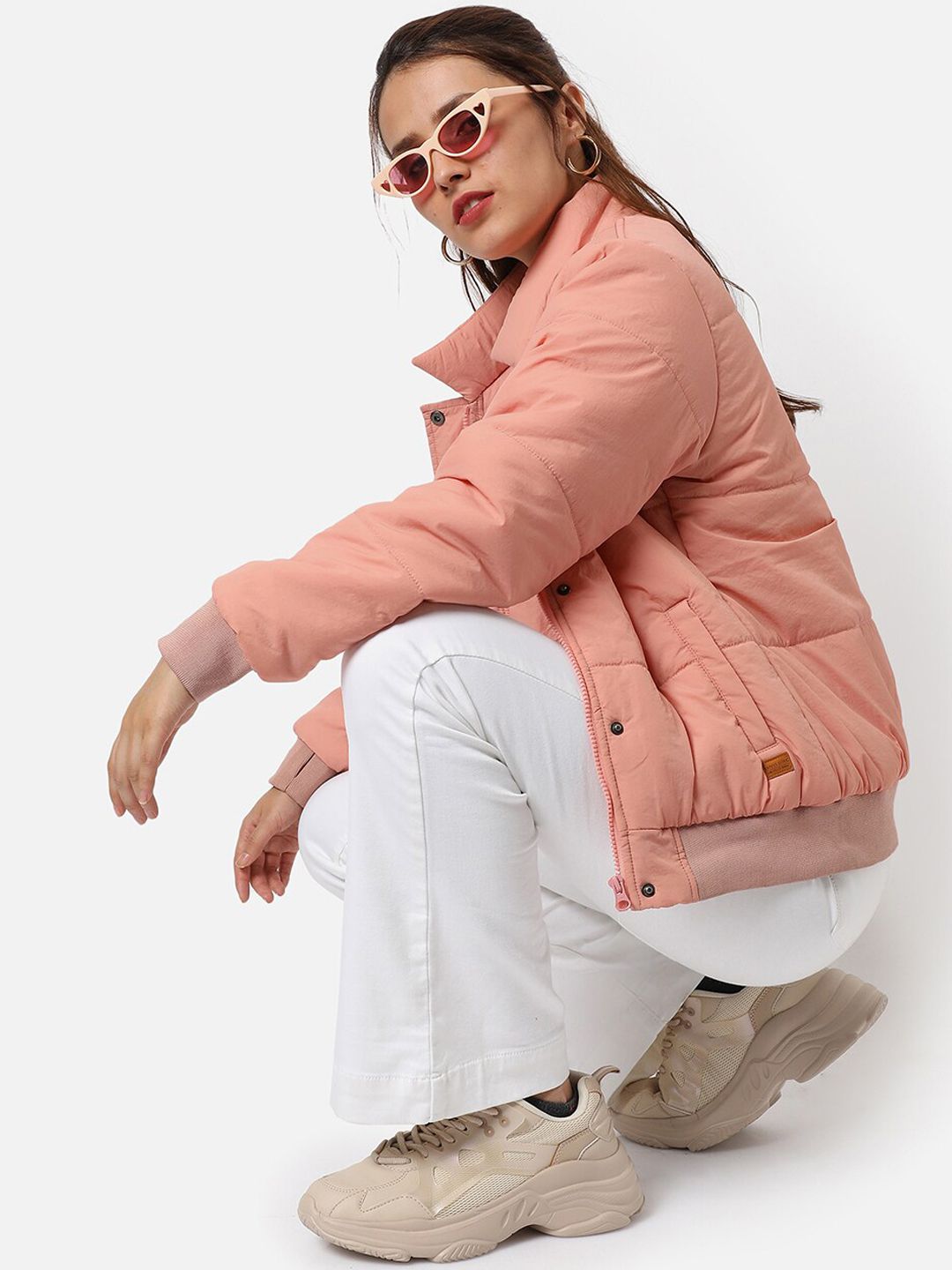 Kampus Sutra Wanita Pink Windcheater Padded Jacket