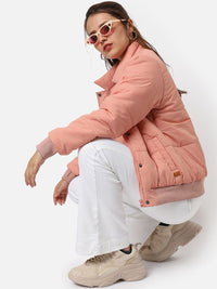 Kampus Sutra Wanita Pink Windcheater Padded Jacket