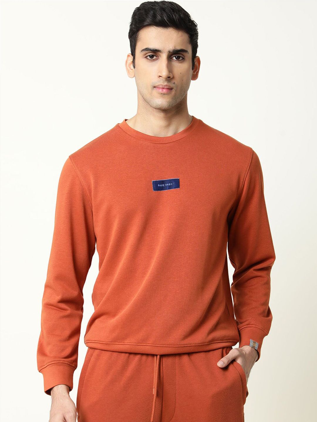 RARE RABBIT Men Velveto Round Neck Sweatshirt