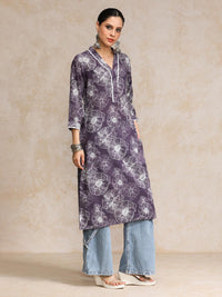 Varanga Floral Printed V-Neck Straight Cotton Kurta