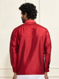 VASTRAMAY Premium Spread Collar Silk Shirt
