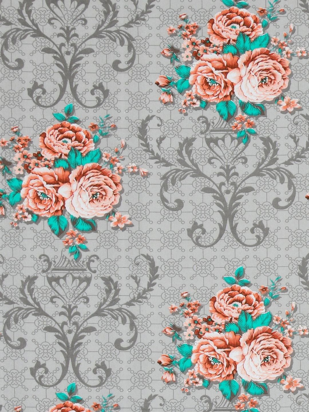 BOMBAY DYEING Dream Lover Grey Floral Printed Cotton 104TC Queen Bedsheet Set 2.54 x 2.24m