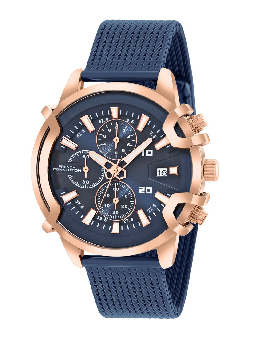 French Connection Men Stainless Steel Bracelet Straps Chronograph Watch FCH003UM