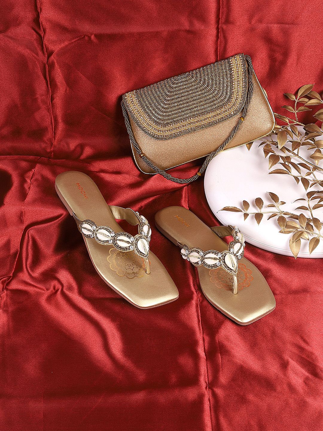 Mochi Embellished Open Toe Flats