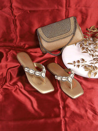 Mochi Embellished Open Toe Flats