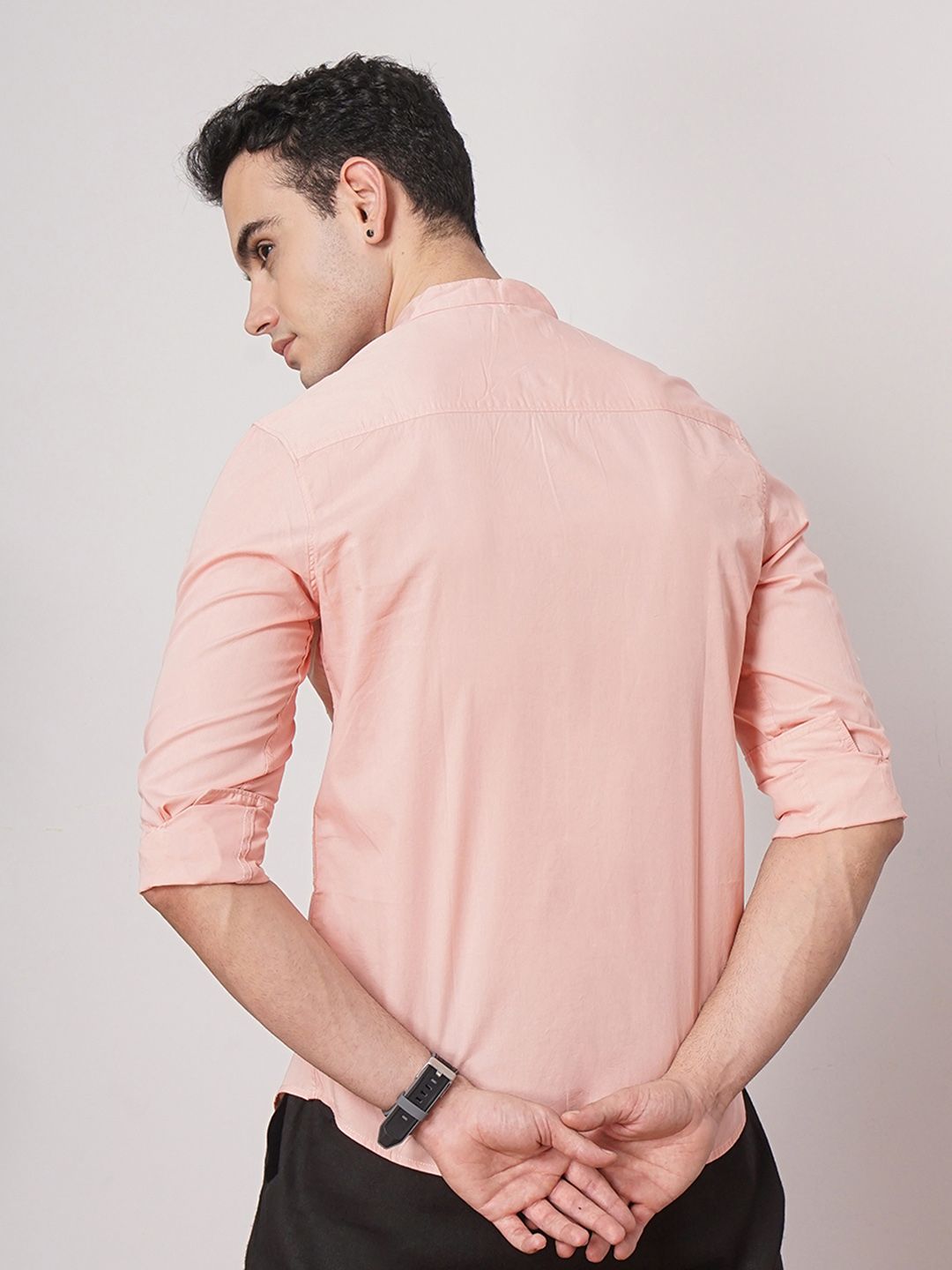The Indian Garage Co Pure Cotton Band Collar Casual Shirt
