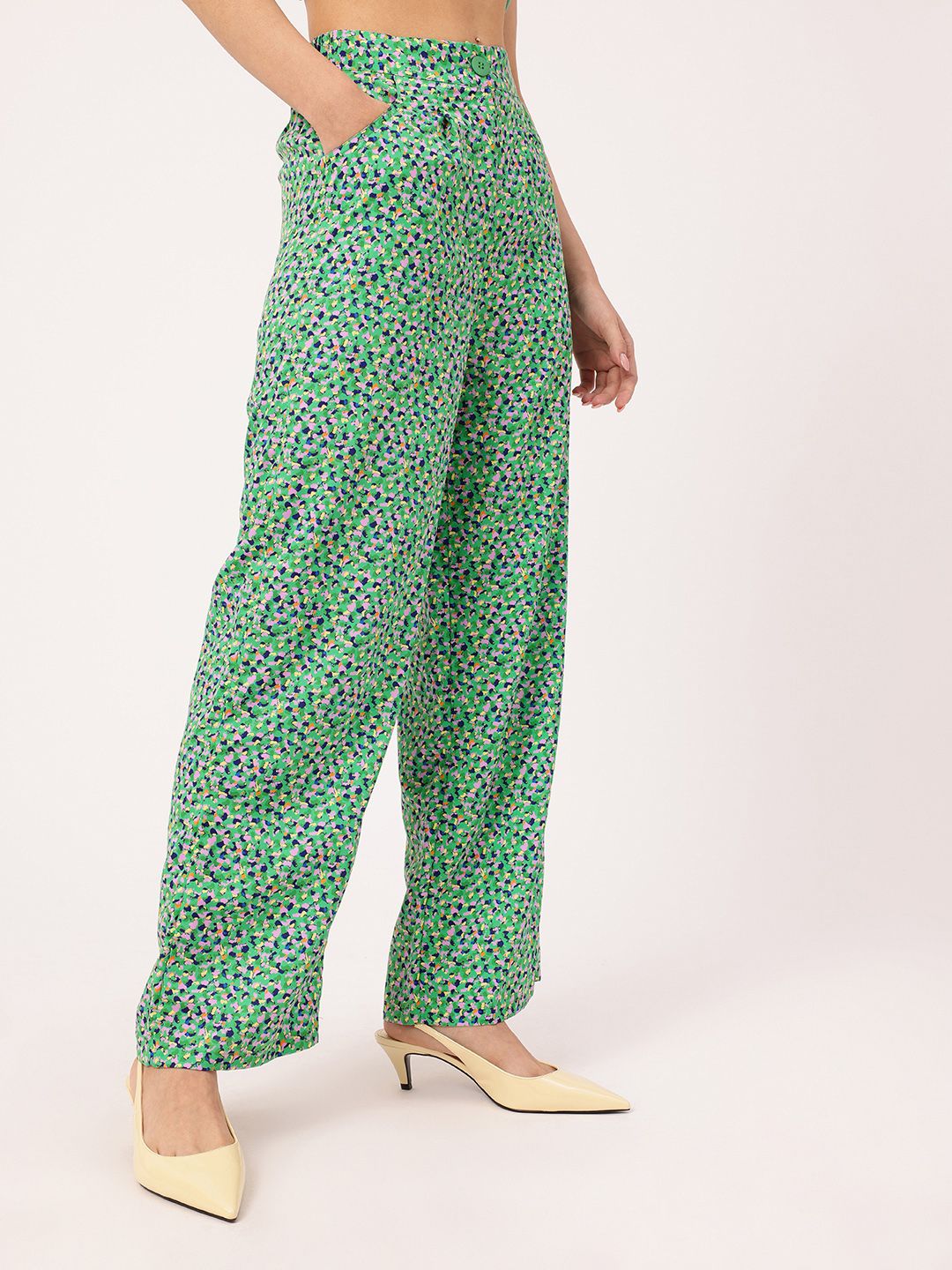 DressBerry Women Dainty Ditsy Wide Leg Trousers