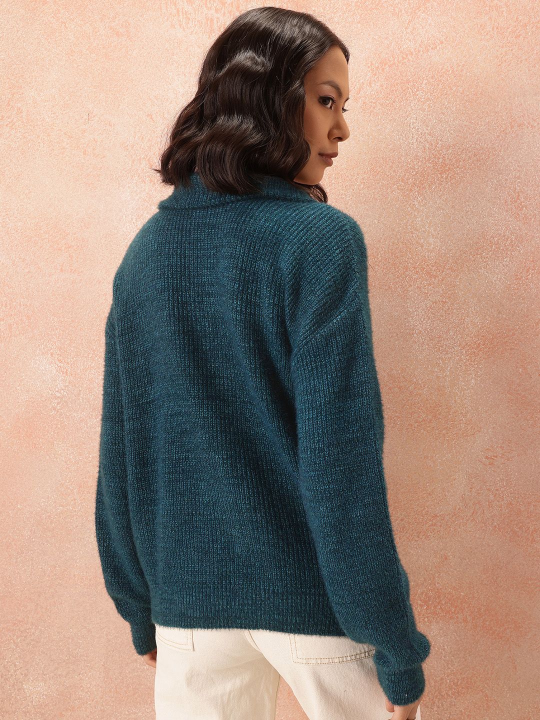 all about you Ribbed Acrylic Longline Pullover