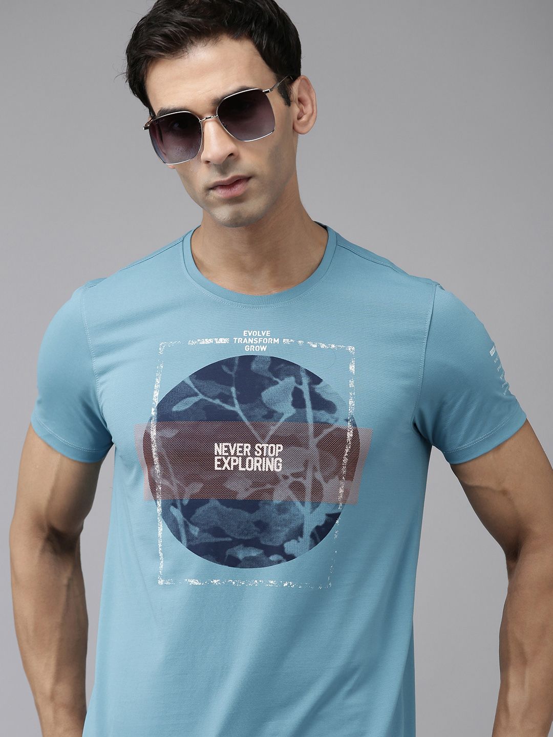 SPYKAR Printed Pure Cotton Slim Fit T-shirt