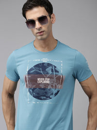 SPYKAR Printed Pure Cotton Slim Fit T-shirt