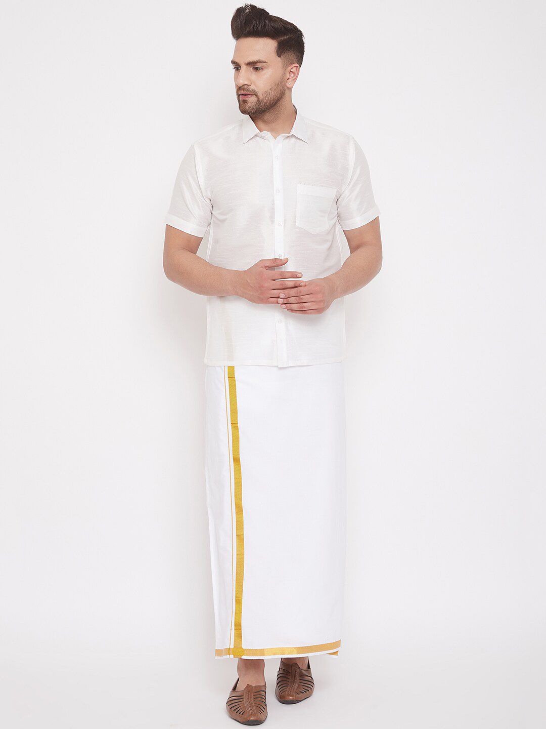 VASTRAMAY Shirt With Veshti Set