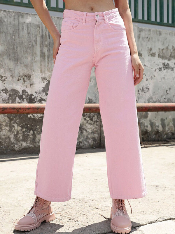 STREET 9 Women Jean Wide Leg High-Rise Pure Cotton Jeans