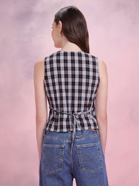 DressBerry Tartan Checked Wrap Regular Top with Tie-ups