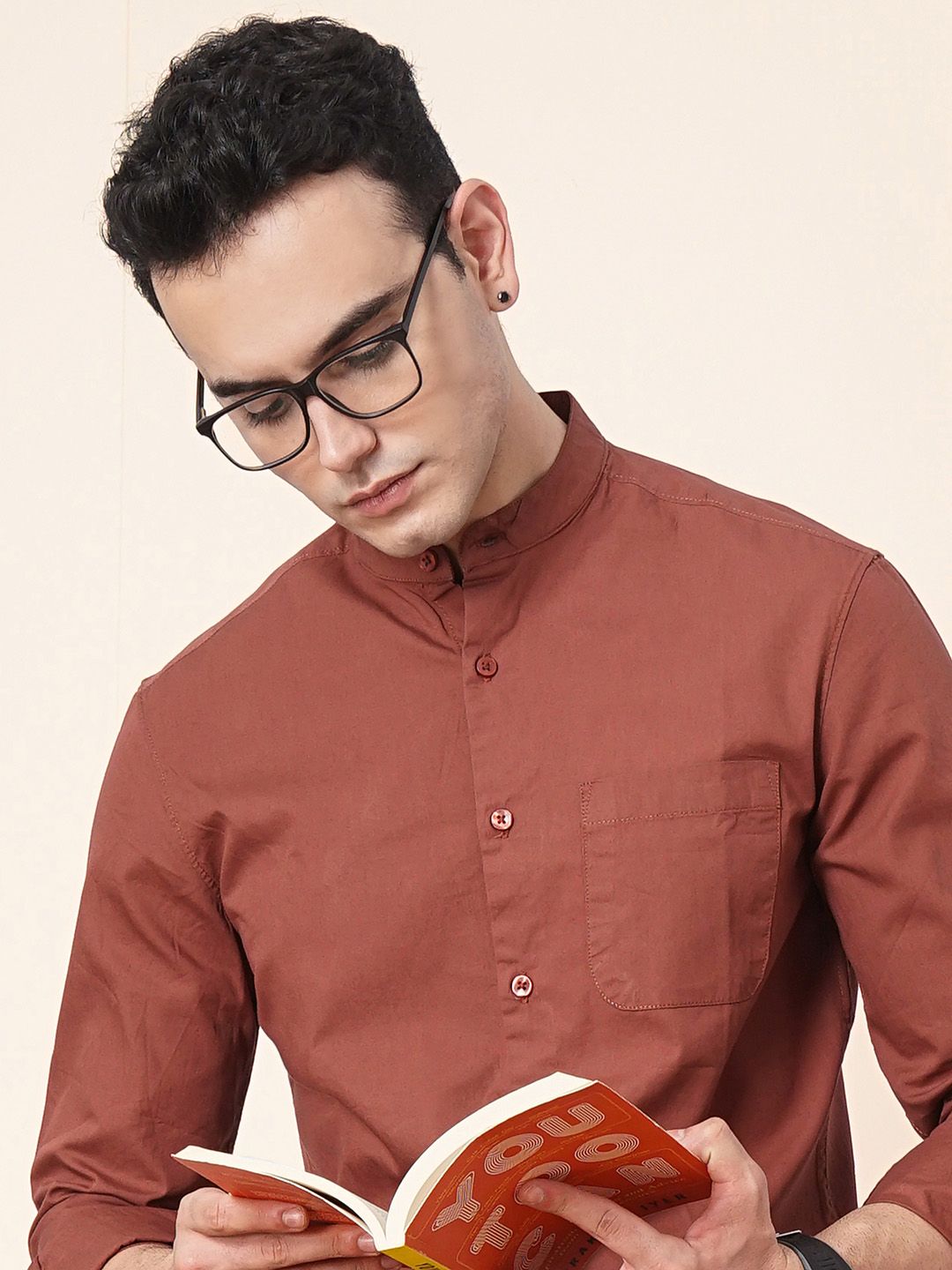 The Indian Garage Co Men Brown Solid Casual Shirt