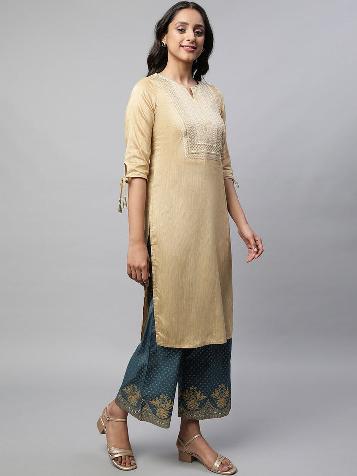 Aurelia Geometric Yoke Design Sequinned kurta