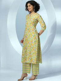 Libas Women Floral Printed Regular Pure Cotton Kurta with Palazzos &  Dupatta