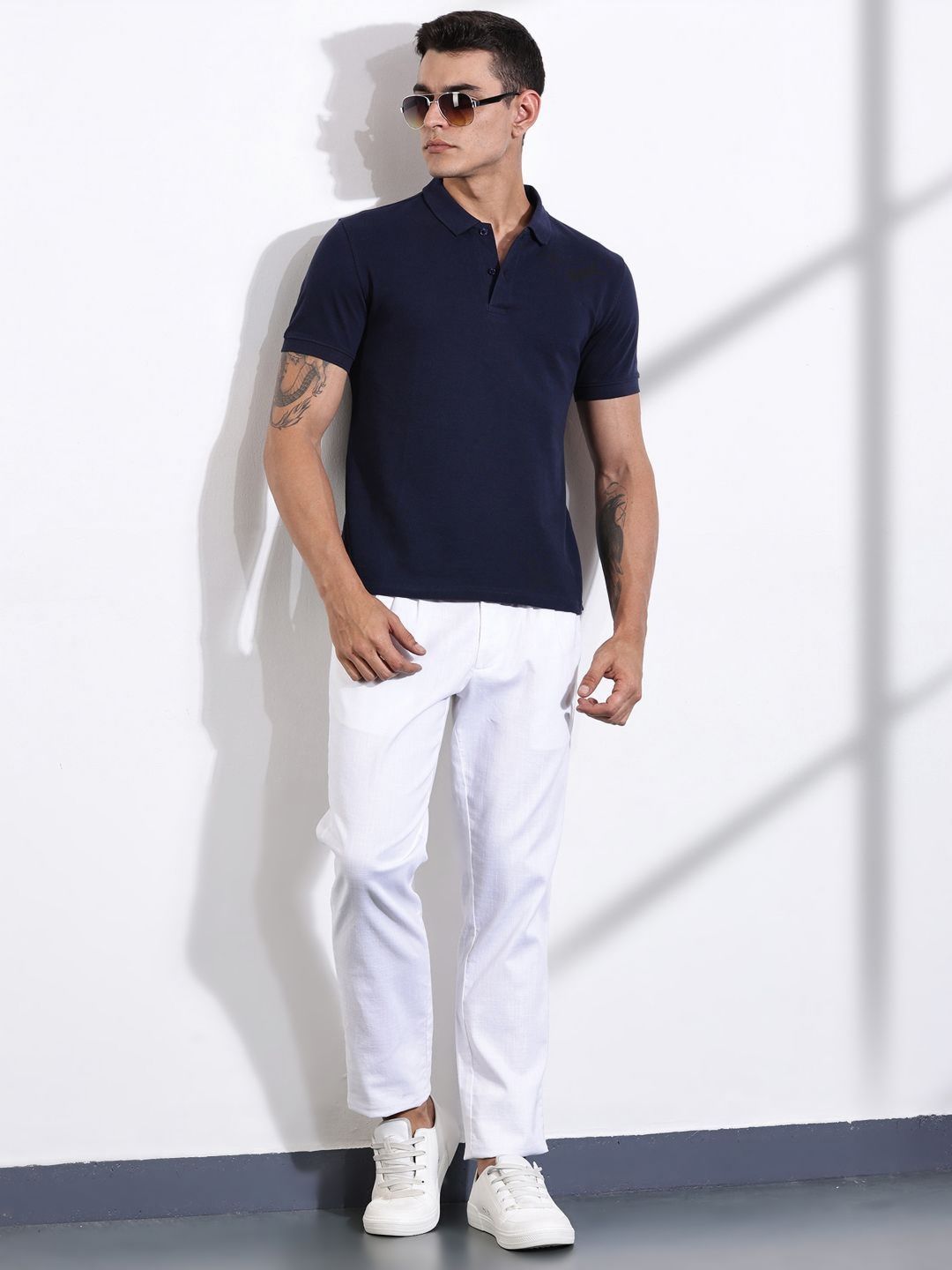 Thomas Scott Men Solid Polo Collar Cotton T-shirt