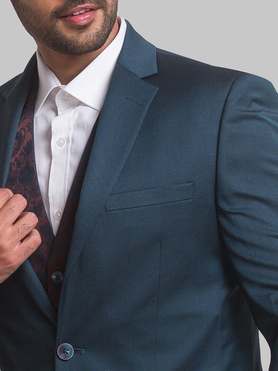 Park Avenue Men Self Design Super Slim Fit Single-Breasted Three-Piece Formal Suit