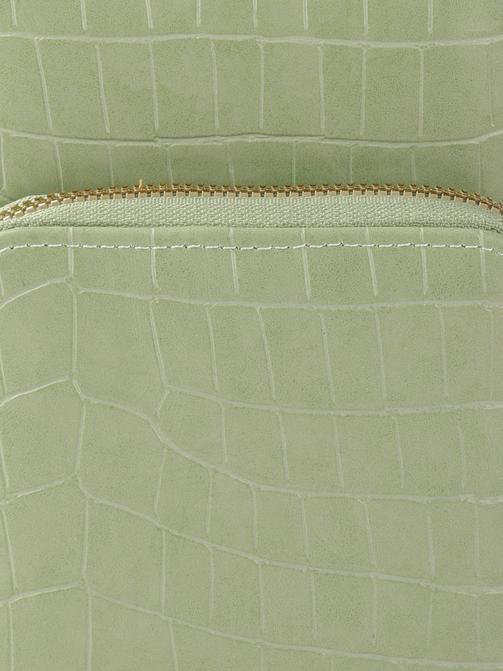 Lino Perros Green Animal Textured PU Structured Sling Bag