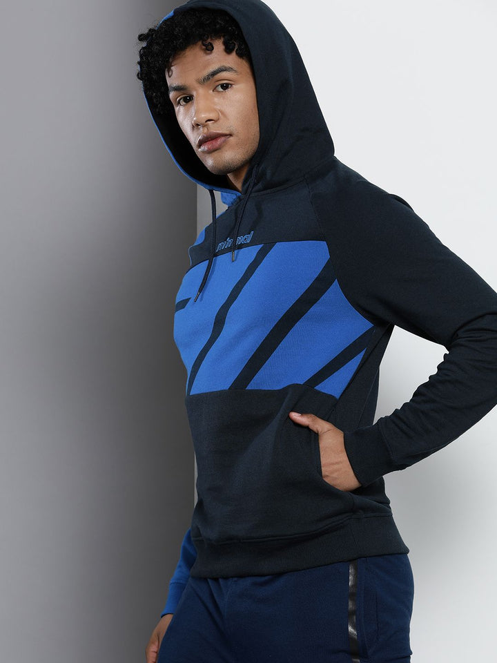 The Indian Garage Co Men Navy Blue Printed Hooded Sweatshirt