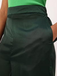 DressBerry Women Urban K-Twist Vibes Flared High-Rise Satin Finish Parallel Trousers