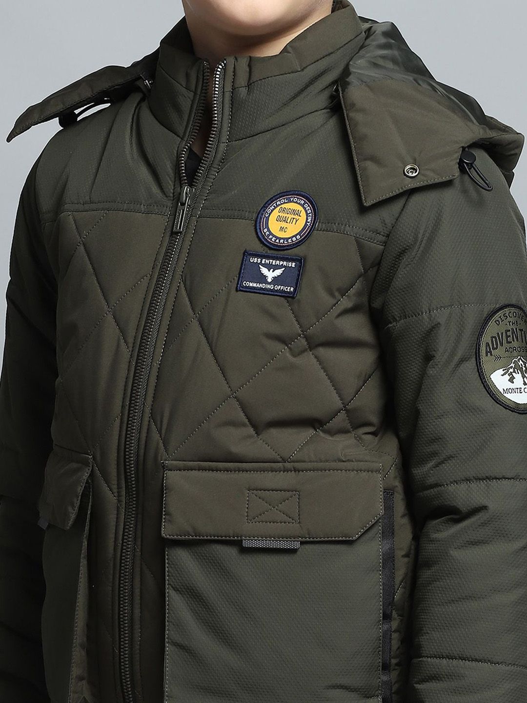 Monte Carlo Boys Hooded Solid Casual Lightweight Padded Jacket