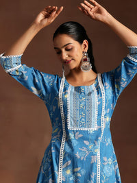 Libas Floral Printed Panelled Pure Cotton Kurta with Palazzos