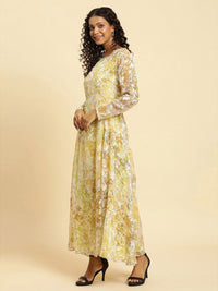 W Self Design Round Neck Maxi Dress