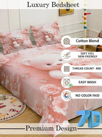 Myntra Elegant Homes Watak Kartun Merah Jambu 400 TC Cadar Katil King dengan 2 Sarung Bantal