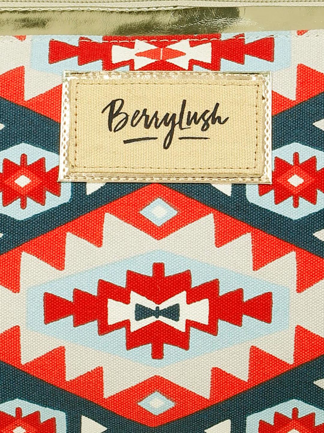 Berrylush Teal Green & Orange Printed Structured Sling Bag