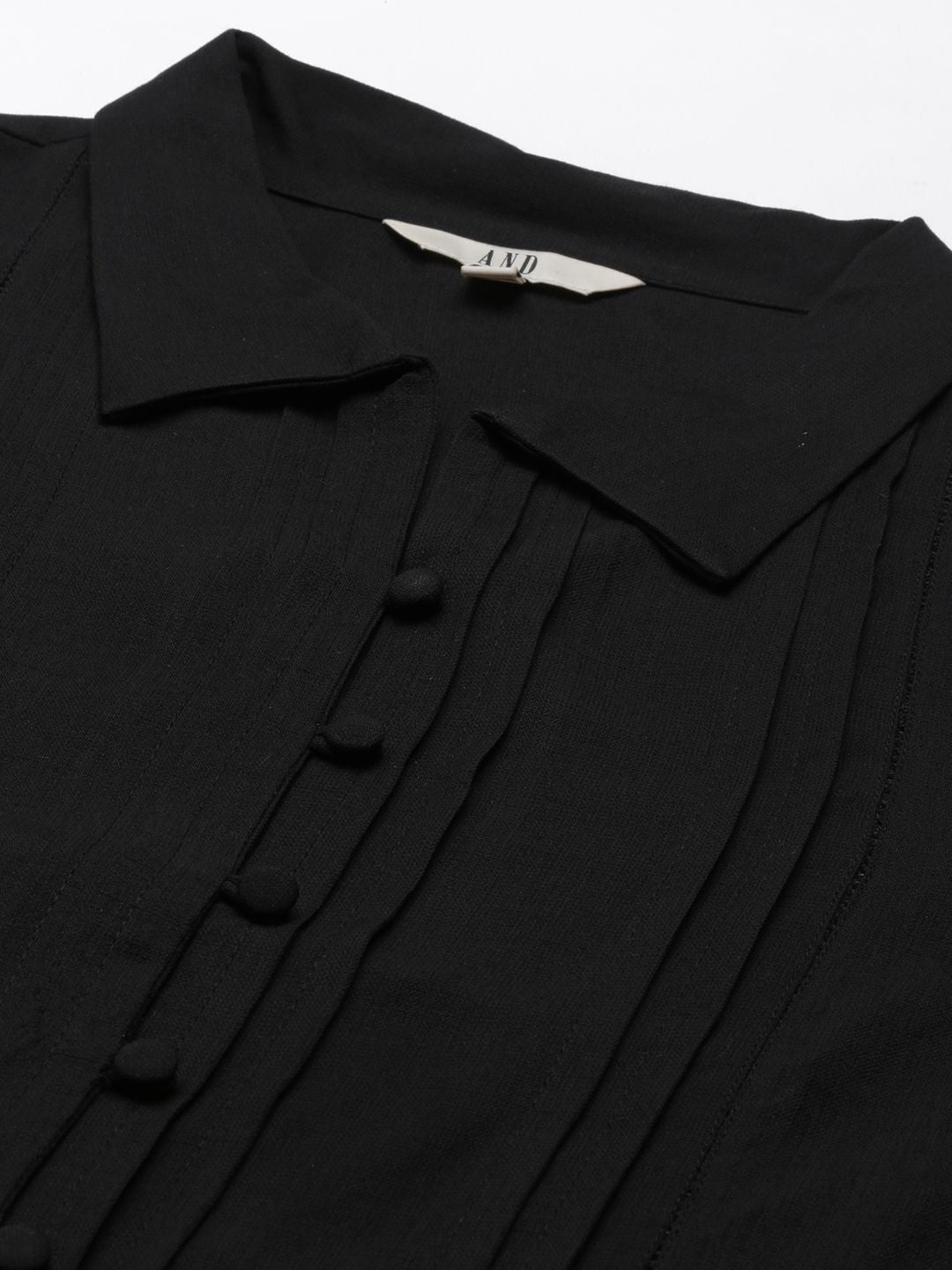 AND Black Solid Shirt Style Top