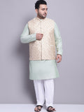 SOJANYA PLUS Plus Size Woven Design Kurta With Pyjamas & Floral Emboidered Nehru Jacket