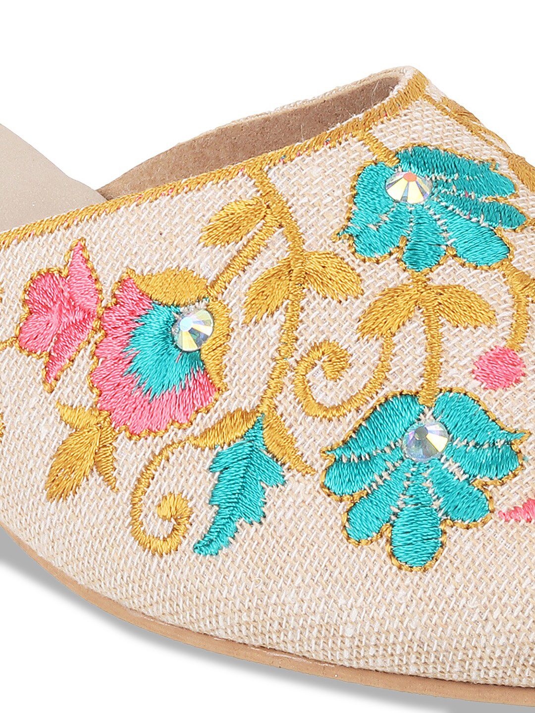 Metro Floral Embellished Embroidered Mules