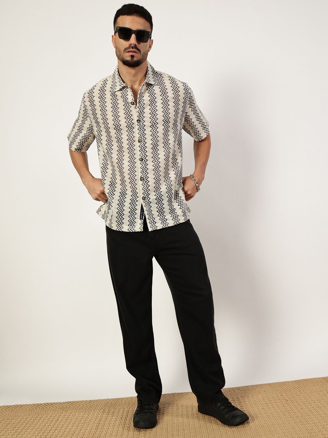 Thomas Scott Men Premium Slim Fit Opaque Striped Casual Shirt