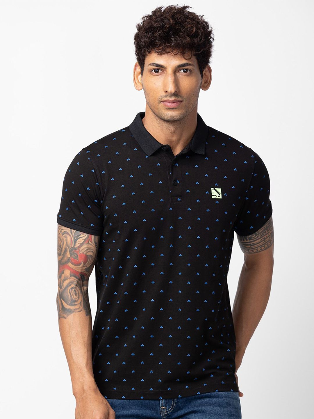 SPYKAR Men Printed Polo Collar Slim Fit T-shirt