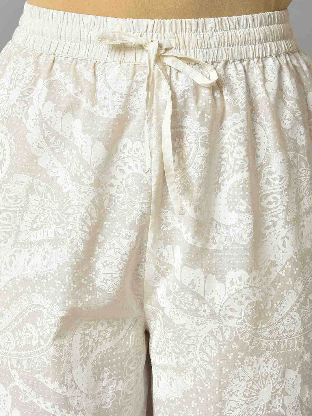 W Ethnic Motifs Printed Pure Cotton Kurta with Trousers