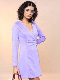 Tokyo Talkies Purple V-Neck Wrap Dress