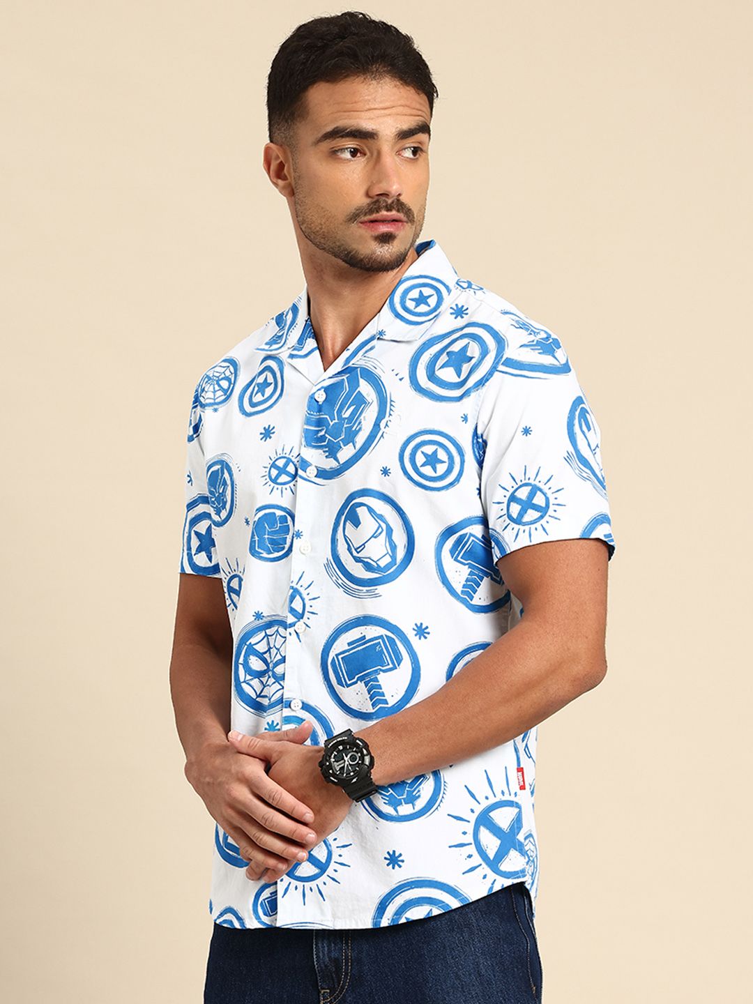 Being Human Marvel Printed Pure Cotton Casual Shirt